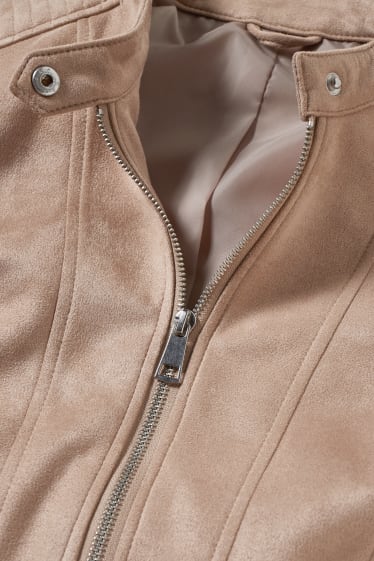 Damen - Jacke - Velourslederimitat - hellbraun