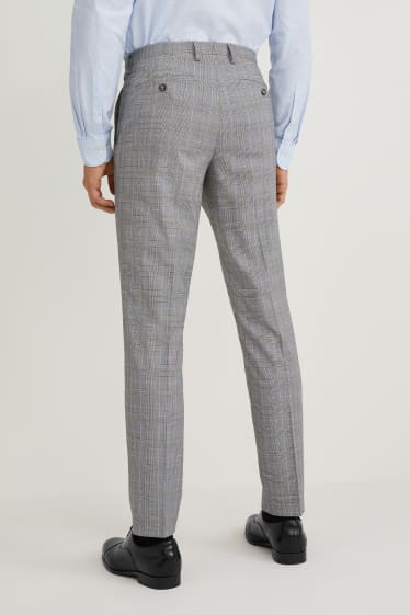 Hombre - Pantalón combinable - slim fit - stretch - LYCRA® - de cuadros - gris