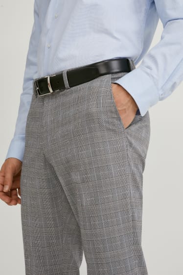 Mężczyźni - Spodnie modułowe - slim fit - strecz - LYCRA® - w kratę - szary