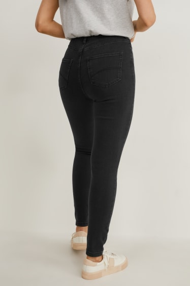 Dames - Skinny jeans - super high waist - jeansdonkergrijs