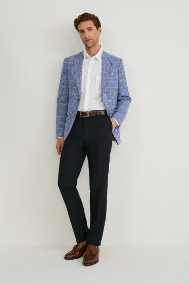 Men - Tailored jacket - regular fit - stretch - LYCRA® - check - blue-melange