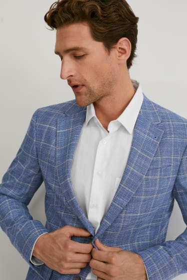 Men - Tailored jacket - regular fit - stretch - LYCRA® - check - blue-melange