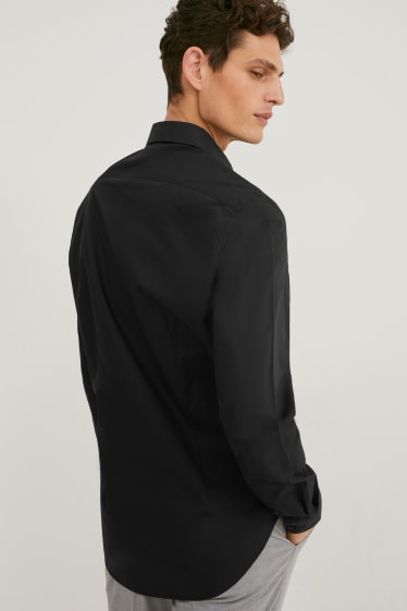 Uomo - Camicia business - slim fit - maniche ultralunghe - facile da stirare - nero