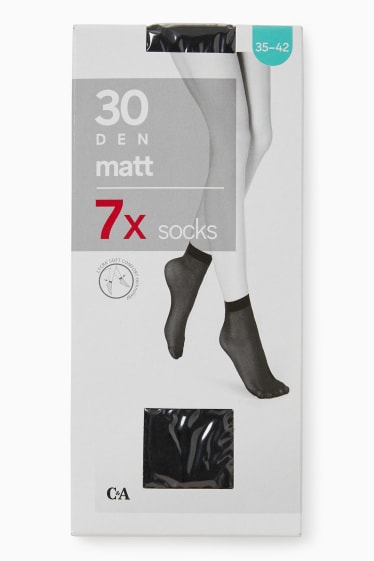 Femmes - Lot de 7 - chaussettes fines - 30 DEN - noir