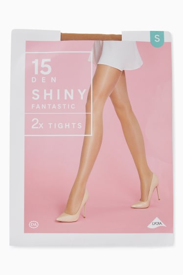 Women - Multipack of 2 - sheer tights - 15 denier - bronze