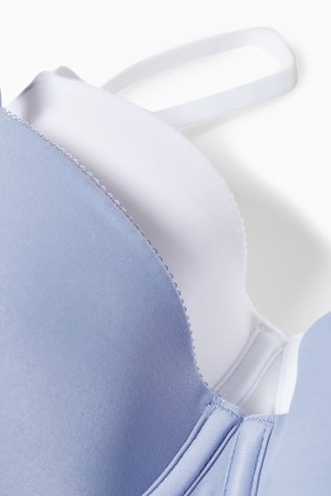 Damen - Multipack 2er - BH mit Bügel - FULL COVERAGE - wattiert - blau