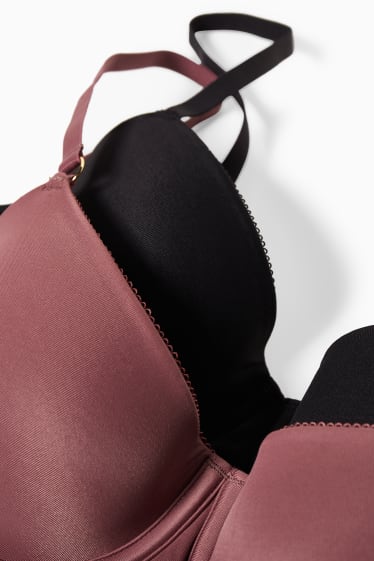 Damen - Multipack 2er - BH mit Bügel - FULL COVERAGE - wattiert - bordeaux