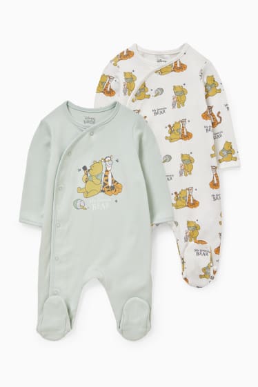 Babies - Multipack of 2 - Winnie the Pooh - baby sleepsuit - mint green