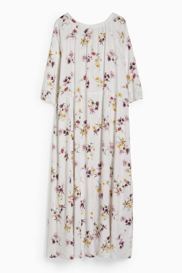 Women - Dress - linen blend - floral - white