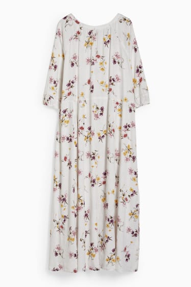 Femmes - Robe - mélange de lin - à fleurs - blanc