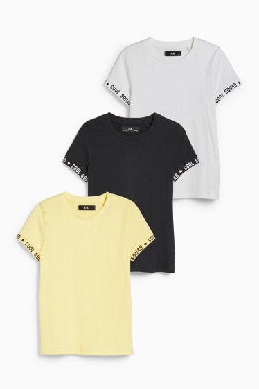 Enfants - Lot de 3 - T-shirts - blanc / jaune