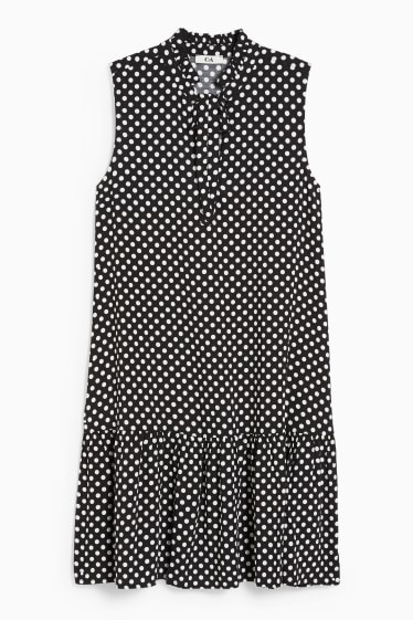 Women - A-line dress - polka dot - black / white