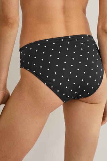 Women - Bikini bottoms - mid-rise waist - polka dot - dark gray
