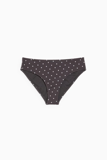 Donna - Slip bikini - vita media - pois - grigio scuro