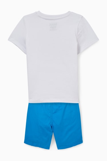 Kinderen: jongens - Set - T-shirt en korte broek - 2-delig - wit / blauw