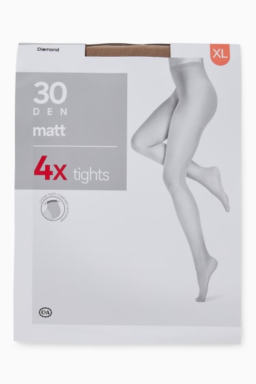 Women - Multipack of 4 - sheer tights - 30 denier  - beige