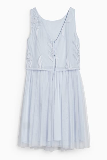 Dames - Fit & flare-jurk - 2-in-1-look - lichtblauw