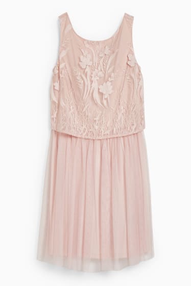 Donna - Vestito fit & flare - effetto sovrapposto - rosa pallido