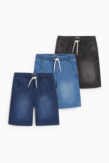Kinderen - Set van 3 - korte spijkerbroek - jeansblauw
