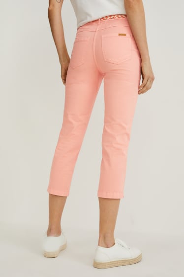 Mujer - Pantalón con cinturón - slim fit - coral