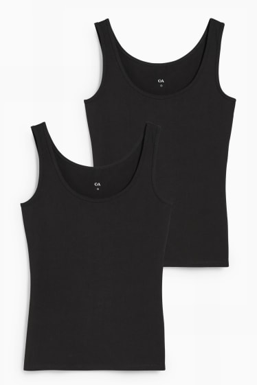 Dames - Set van 2 - basic-top - zwart