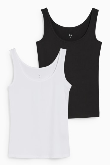 Damen - Multipack 2er - Basic-Top - weiss / schwarz