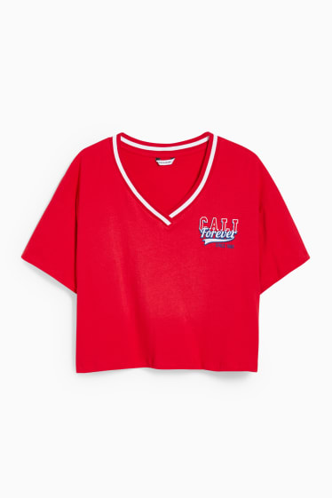 Teens & young adults - CLOCKHOUSE - cropped T-shirt  - red