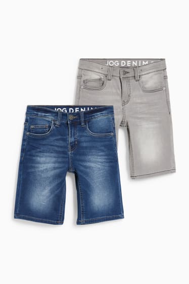 Kinder Jungen - Extended Sizes - Multipack 2er - Jeans-Shorts - Jog Denim - jeansblau