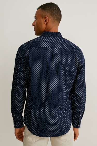 Men - Shirt - regular fit - kent collar - dark blue