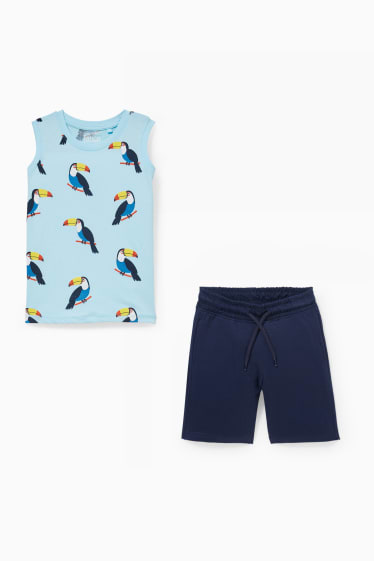 Niños - Set - camiseta sin mangas y shorts deportivos - 2 piezas - azul claro