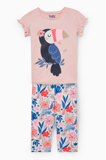 Children - Set - short sleeve T-shirt and capri leggings - 2 piece - rose