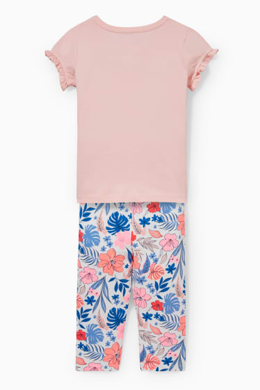 Children - Set - short sleeve T-shirt and capri leggings - 2 piece - rose