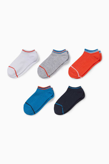 Kinder - Multipack 5er - Sneakersocken - grau / dunkelblau