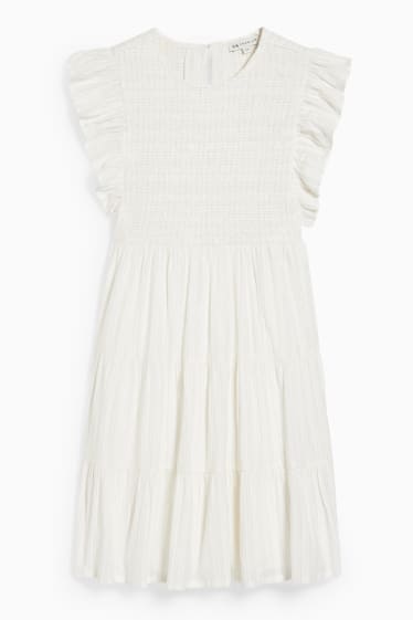 Kinder Mädchen - Kleid - Glanz-Effekt - cremeweiß