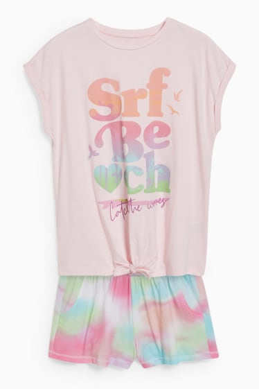 Dětské - Letní pyžamo - 2dílná - růžová
