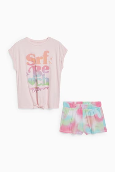 Children Girls - Short pyjamas - 2 piece - rose