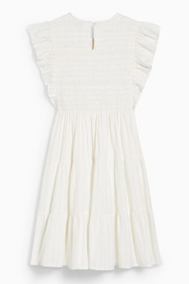 Kinder Mädchen - Kleid - Glanz-Effekt - cremeweiß