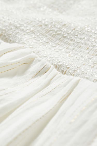 Kinder Mädchen - Kleid - Glanz-Effekt - cremeweiß
