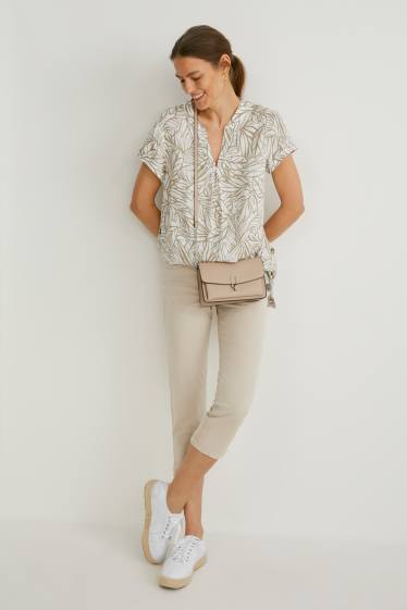 Donna - Pantaloni con cintura - slim fit - tortora