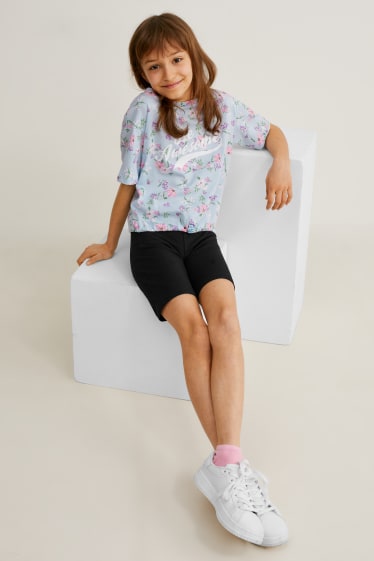 Children - Set - short sleeve T-shirt and cycling shorts - 2 piece - light blue