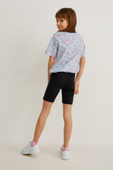 Children - Set - short sleeve T-shirt and cycling shorts - 2 piece - light blue
