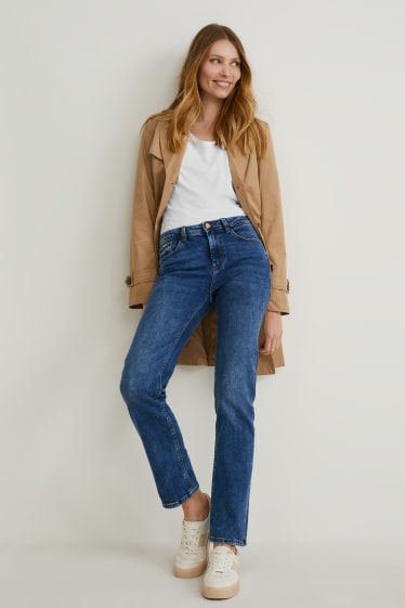 Women - Straight jeans - mid waist - blue denim