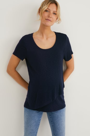 Dames - Voedings-T-shirt - donkerblauw