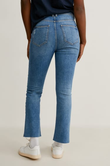 Dámské - Crop flare jeans - high waist - džíny - modré