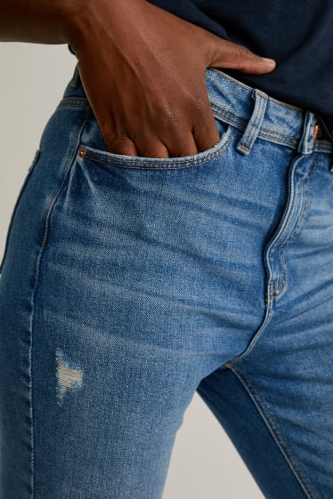Dames - Crop flare jeans - high waist - jeansblauw