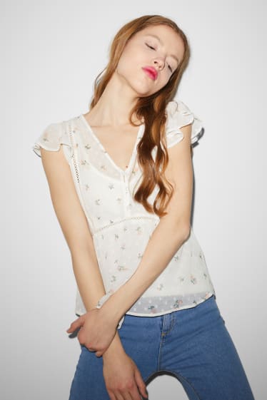 Teens & young adults - CLOCKHOUSE - blouse - 2 piece - floral - white