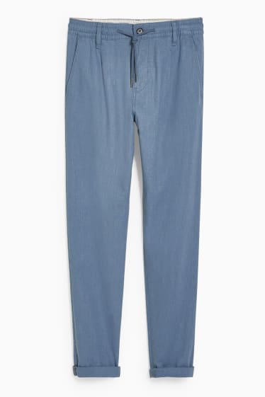 Hommes - Chino - tapered fit - lin mélangé - bleu