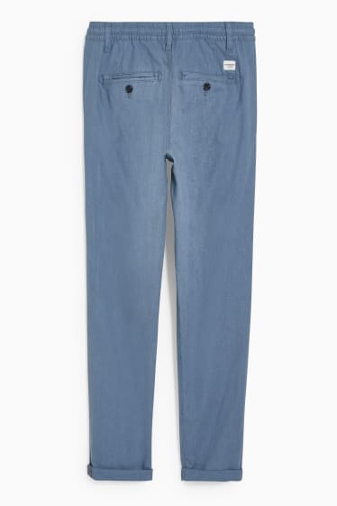 Men - Chinos - tapered fit - linen blend - blue