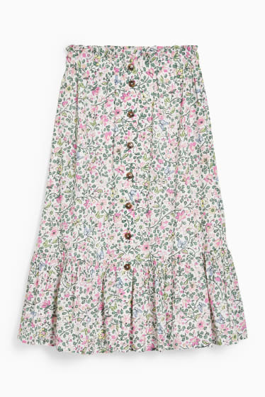 Mujer - Falda - de flores - blanco
