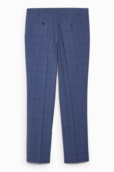 Uomo - Pantaloni coordinabili - regular fit - LYCRA® - a quadretti - blu scuro-melange